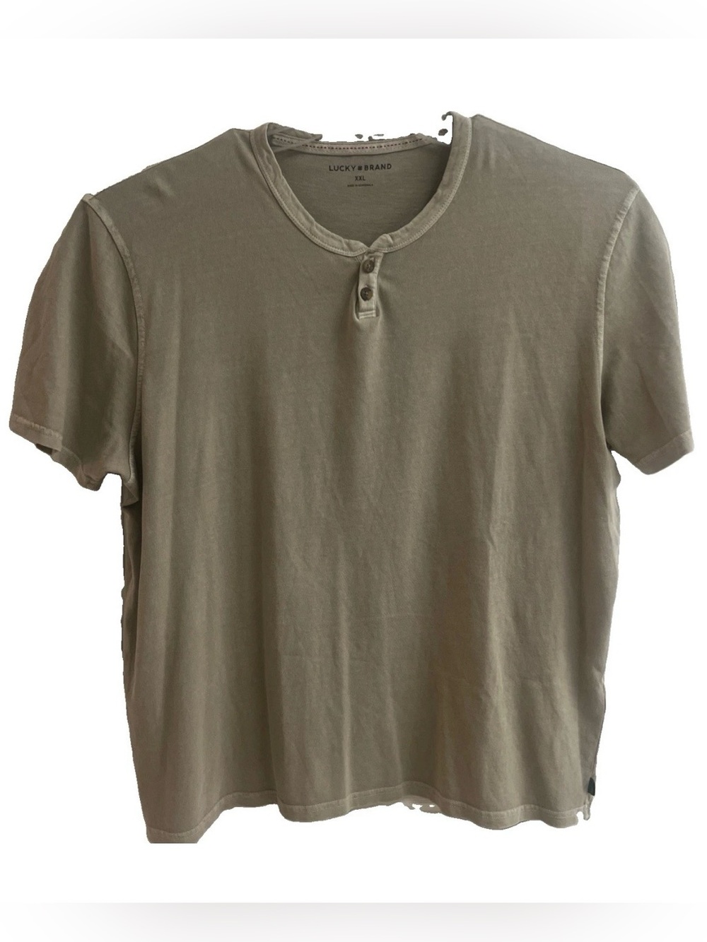 Lucky Brand Venice 2XL Burnout T Shirt Men V Neck Short Sleeve Heather Beige